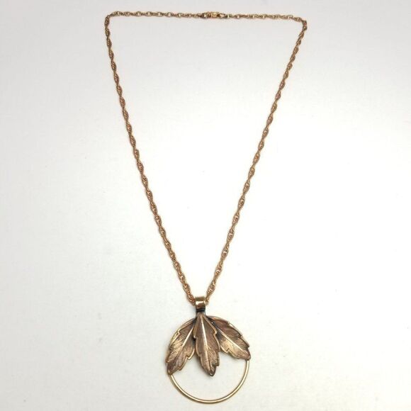 Vintage Bell Trading Post Copper Round Leaf Design Pendant Necklace, estate - Picture 9 of 9